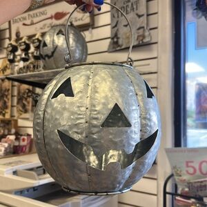 Silver Metal Jack-O'-Lantern Home Accent